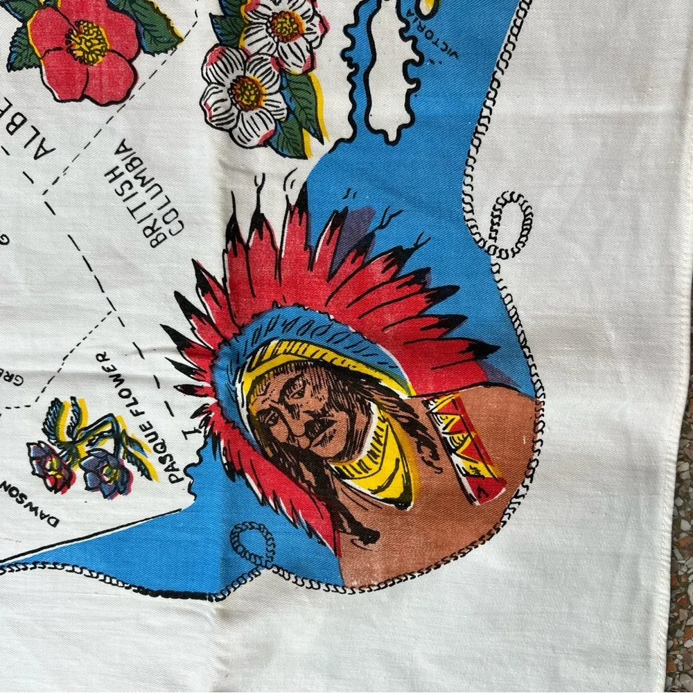 Vintage Souvenir Tablecloth From Canada Linen Mounty, Map Providences 36…